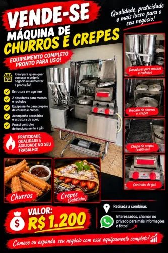 VENDE-SE MÁQUINA DE CHURROS E CREPE!!