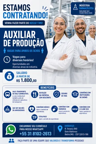 ? VAGA: AUXILIAR DE PRODUÇÃO