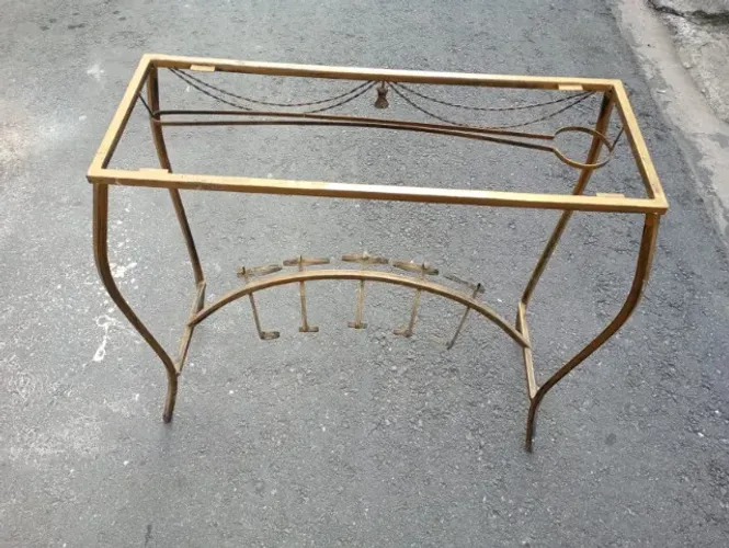 Aparador Barzinho Ferro Dourado Porta Tacas Sem Tampo