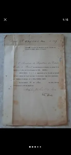 Documento Original de 1929 vom Assinatura do Presidente Washington Luis Raro