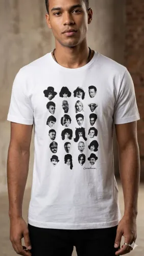 Camiseta Cavalera P (Veste M) | Branca | Colagem Ícones Rock Pop | Elvis Hendrix |