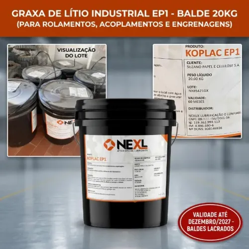 Graxa De Lítio EP1 Balde 20kg P/ Rolamentos e Acoplamento