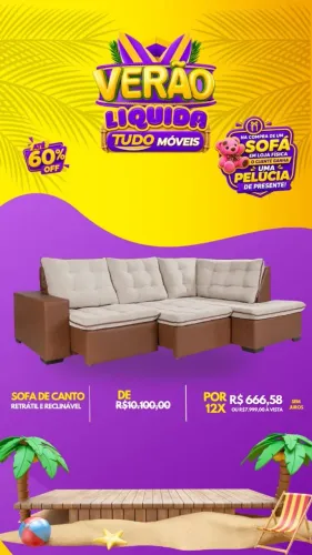 SOFA DE CANTO RETRÁTIL E RECLINÁVEL 