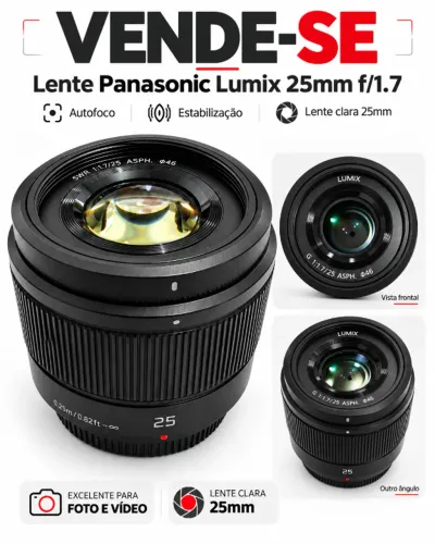 Lente Panasonic Lumix 25mm F1.7 Micro 4/3 Micro 4/3 Preto