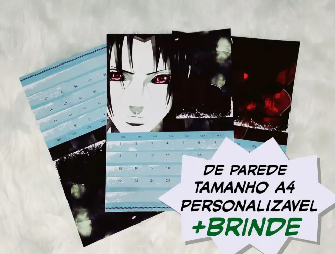 Calendario Naruto Personalizado + Brindes imas e pasta
