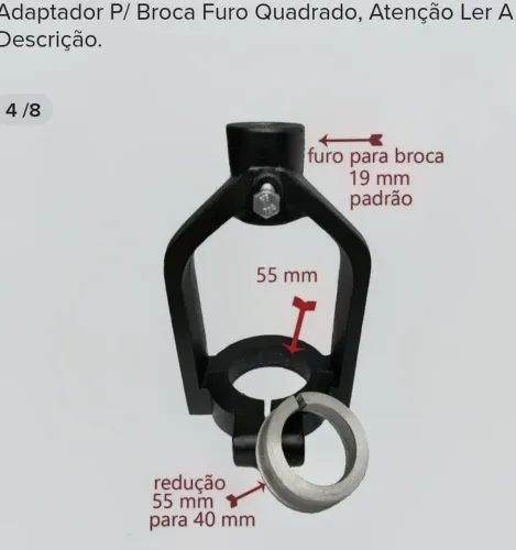 Adaptador de broca, furo quadrado 