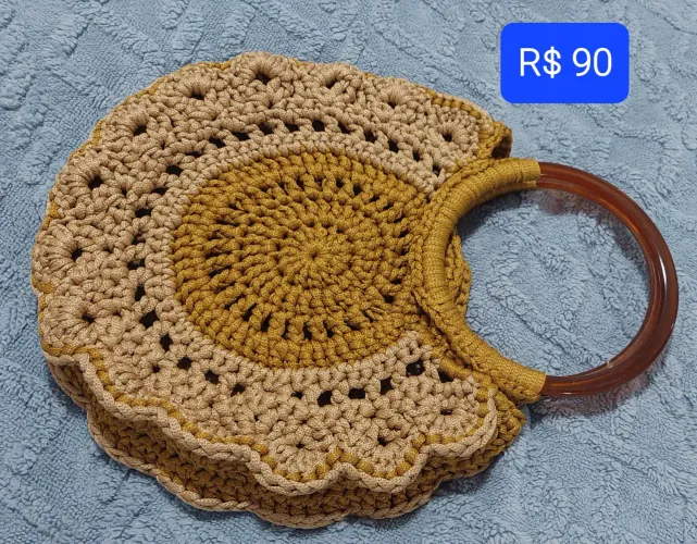 Linda bolsa em crochê fio náutico luxo