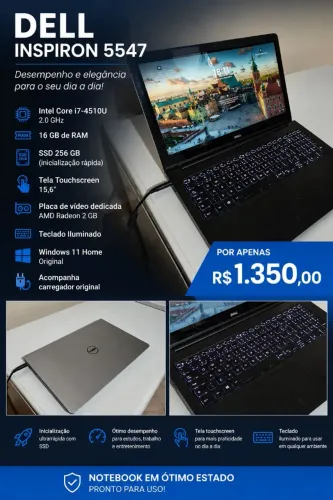 Notebook Dell Inspiron 5547 - i7 | 16 GB RAM | SSD 256 GB | Tela Touch