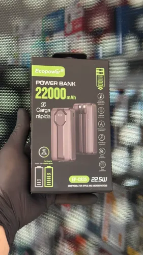 Carregador Portátil 22000mAh Com Cabos Embutidos Ecopower 22.5W