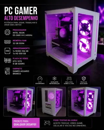 Pc Gamer 32 GB + GTX 1070 8 GB + NVME + monitor + teclado e mouse