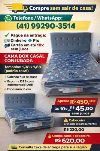 Cama box casal espuma conjugado d28 novo # 10x sem juros no cartão