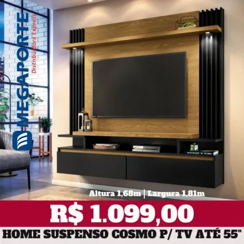 Painel Home Suspenso para TV até 55" com LED (Novo) Entrega Grátis!
