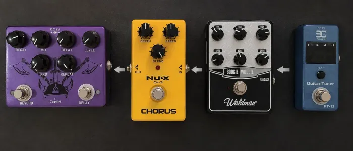 Set pedais GUITARRA: Afinador, Drive, Chorus, Reverb e Delay