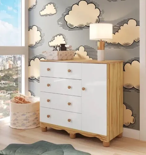 Comoda Junior com Porta 100% MDF - Peroba