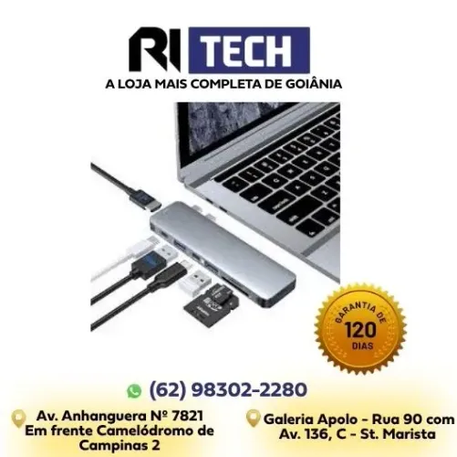 Adaptador Hub Para Macbook Pro Air Thunderbolt Usb C HDMI 4K TF RJ56 USB 3.0
