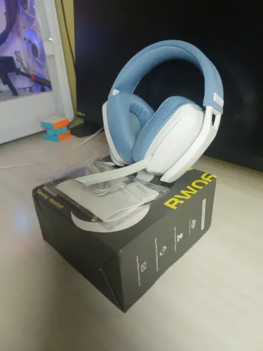 Headset Gamer Binnune BW06 | Sem Fio | Bluetooth/2.4G | 63h Bateria | Azul