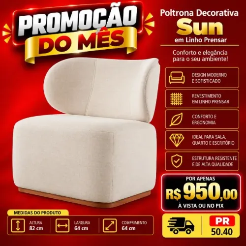 Poltrona decorativa em linho (Pagamento na entrega)