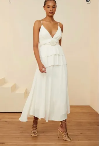 vestido animale - midi offwhite