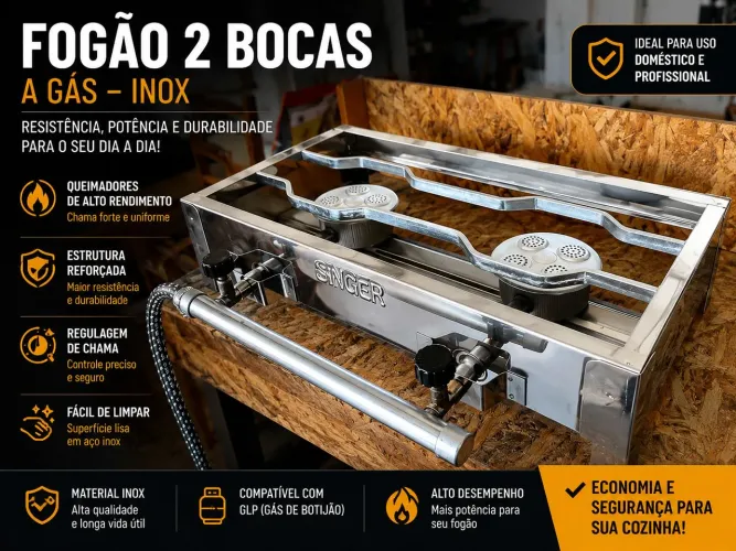 Fogão Industrial 2 bocas Inox Promoção 