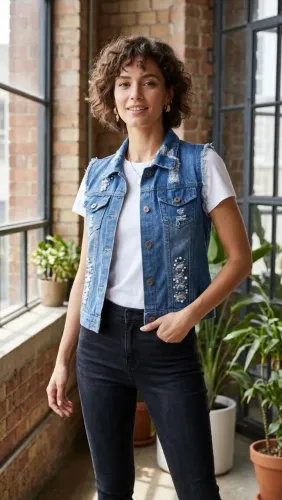 Colete jeans Tam P
