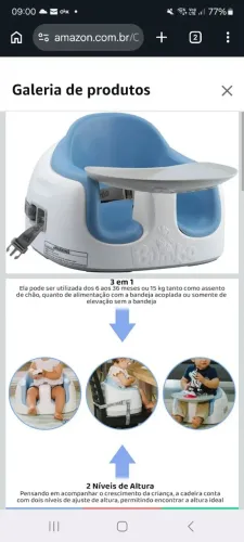 Multi assento Bulbo 3 em 1 (Cadeirinha Alimentação bebê)