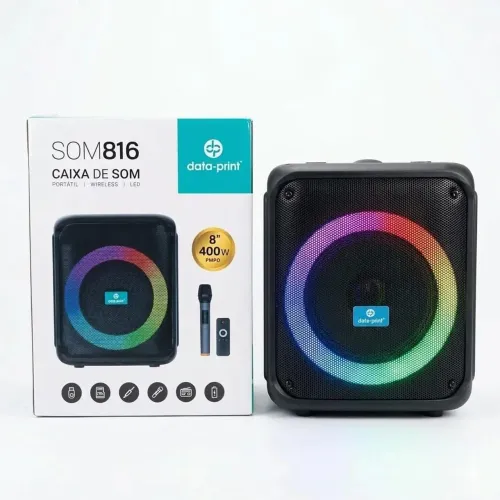 Caixa de som com microfone .