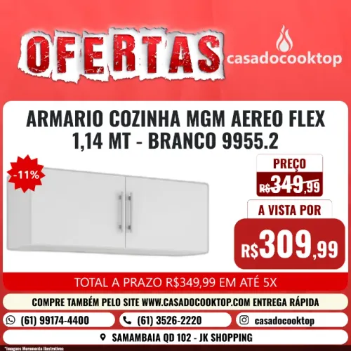 ARMARIO COZINHA MGM AEREO FLEX 1,14 MT - BRANCO 9955.2