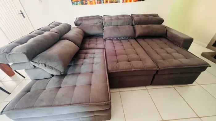 Sofá de Canto Esquerdo 2,65x2,30m Retrátil e Reclinável com Molas Ensacadas