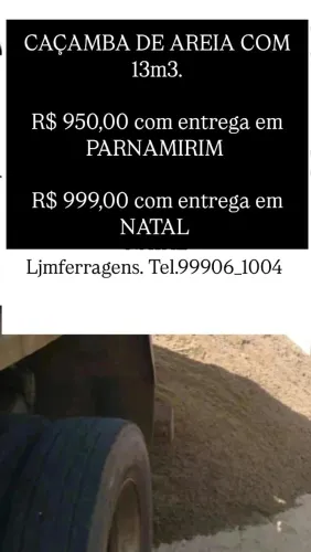 CAÇAMBA DE AREIA COM 13m3.