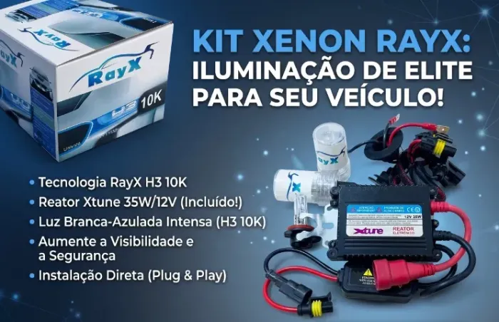 Kit Xenon H3 10.000K (Lâmpadas RayX + Reator Xtune/Slim) - Usado