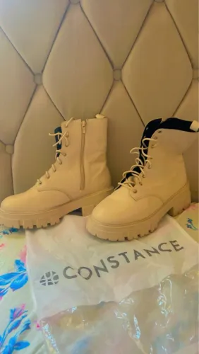 Bota Coturno Constance de Couro legítimo Off White