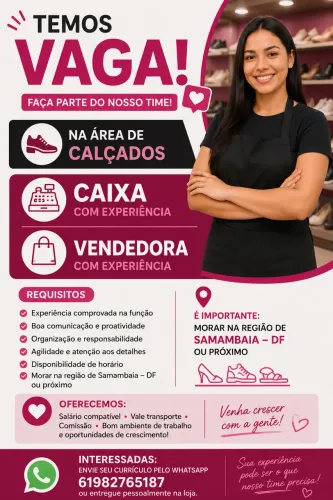Precisa-se de Caixa e Vendedora