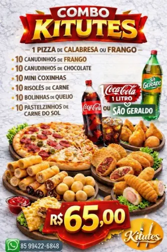 1 pizza grande 8 sabores e salgadinhos com refrigerante