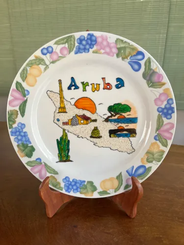Prato decorativo de parede Aruba coleção países - 28cm