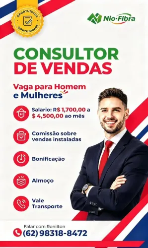 Vaga de emprego  na empresa nio fibra 