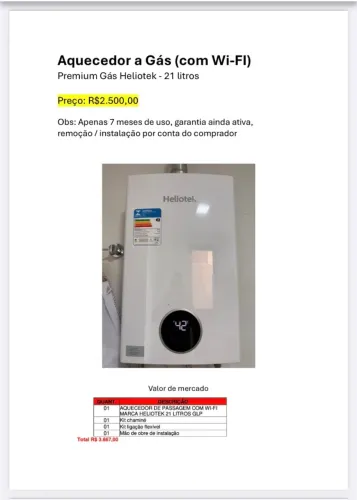 Aquecedor a Gás -Heliotek Premium