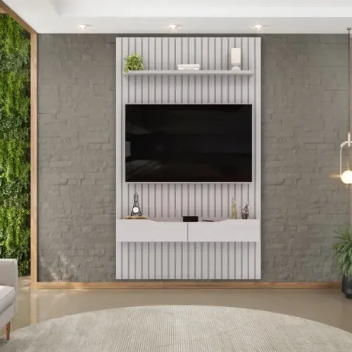 Painel Ripado + Bancada Suspensa 1,43m para TV até 55" (Novo) Entrega Grátis! 