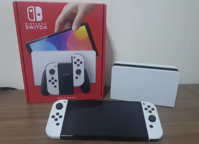 Nintendo Switch OLED Destravado + MicroSD 256GB + Pro Controller + Joy-Cons QRD Stellar T5