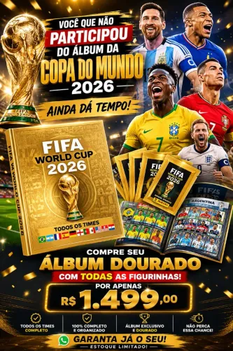 Álbum Dourado completo pra colar Copa do Mundo 2026