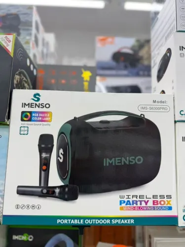 Caixa de Som Party Box Imenso com 2 Microfones Sem Fio e LED RGB