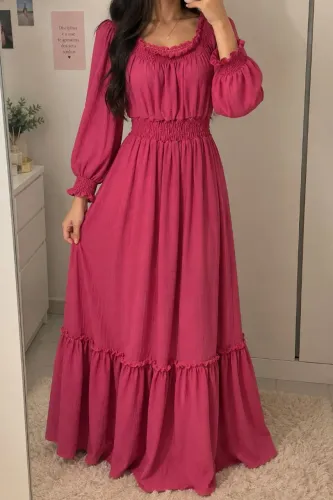 Vestido longo fúcsia
