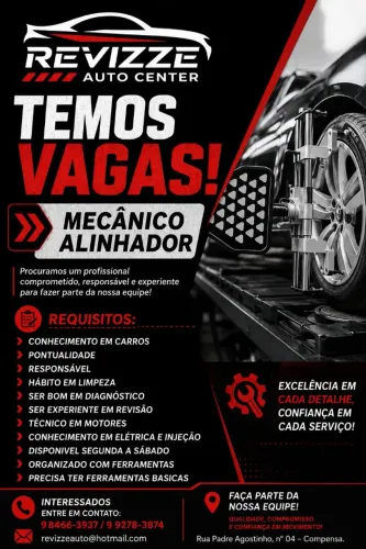 Vaga para Mecânico Alinhador | Revizze Auto Center | Manaus
