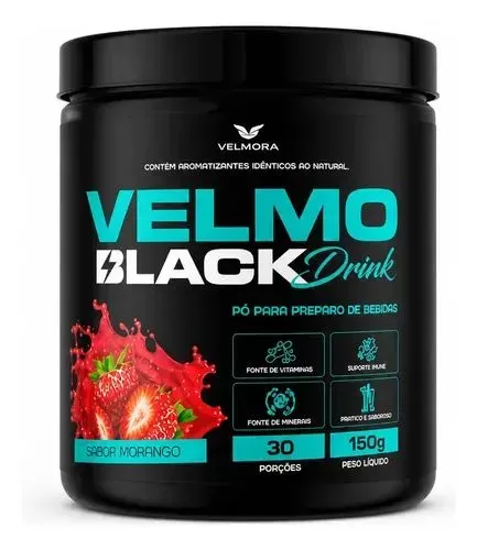3 UNIDADES VELMO BLACK DRINK -MORANGO