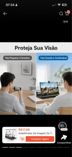 Amplificador De Imagem Da Tela Do Celular Lupa 3D 21,6CM*16,6CM*2,7CM Promoção
