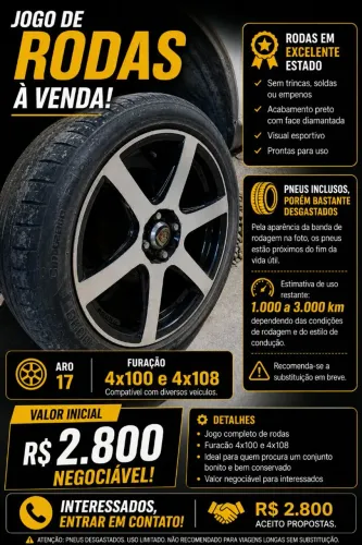 Roda aro 17 GTR Sports 4x100 4x108