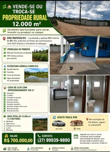 Terreno com casa de laje