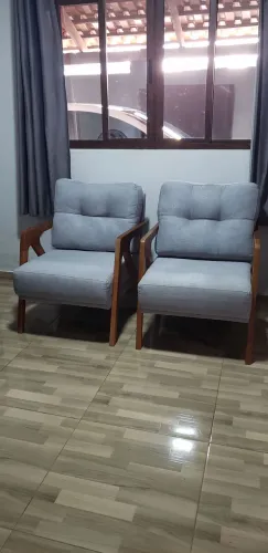 Poltrona Tulipa Linho Cinza claro
