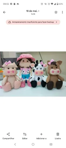 Bonecos de feltro Fazendinha Rosa