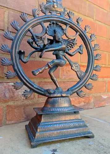 Estátua Shiva Nataraja 42cm Bronze antigo Importada da Índia anos 90