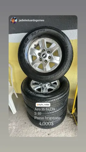aro 16 s10 c  pneus brigstone filé 245 70 16 